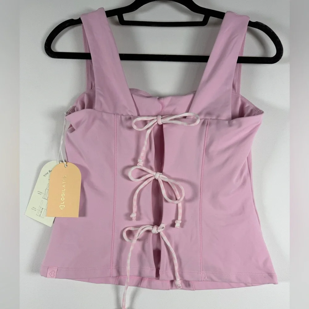 Blogilates Women's Tiny Bows Corset Tank Top - Pink M - Picture 13 of 14